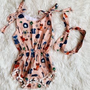 Woodland Animal romper with headband
